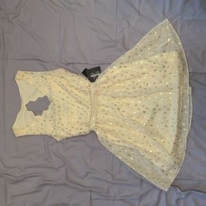 NWT, By & By, Cream Sleeveless Dress with Gold Accents